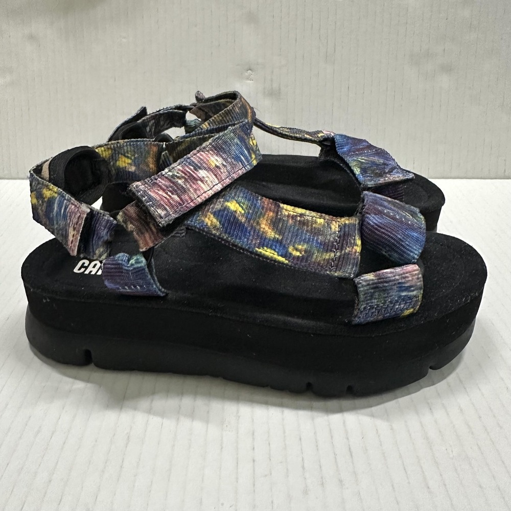 Camper Oruga Up Platform Sandal Womens Size 6 36 Multicolor Tie Dye Strappy - Picture 2 of 9